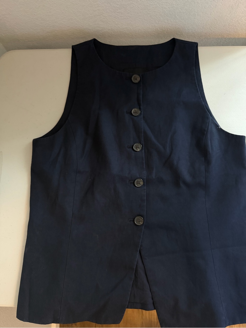 Madewell Navy Sleeveless Button-Down Shell